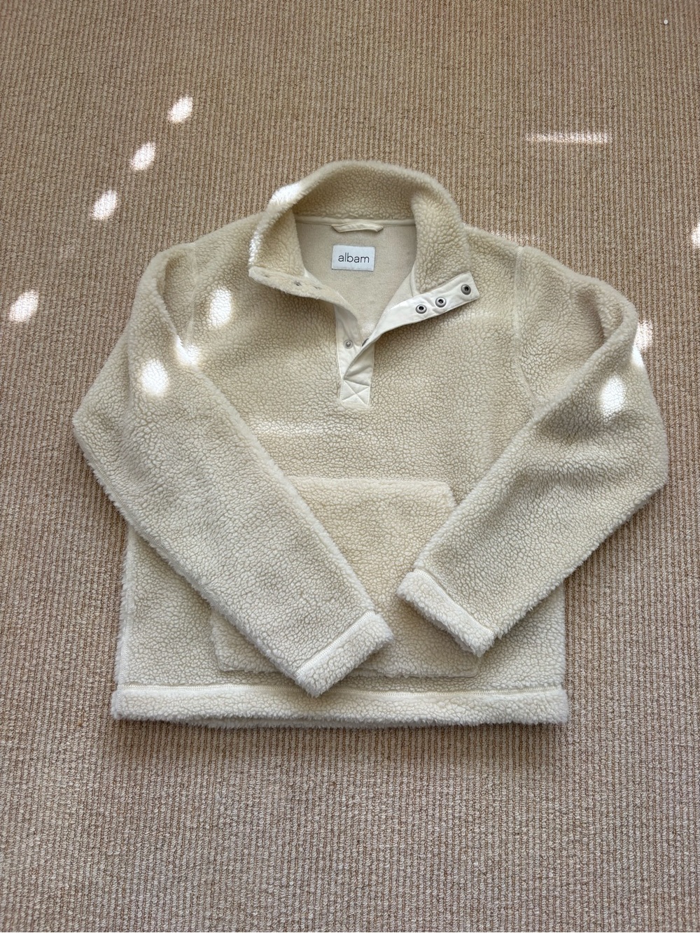 Albam Cream Sherpa Snap-Button Pullover for Men